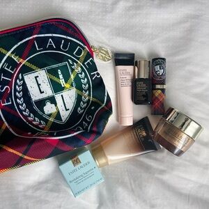 Estee Lauder Skincare and Makeup Set with Tartan Bag
